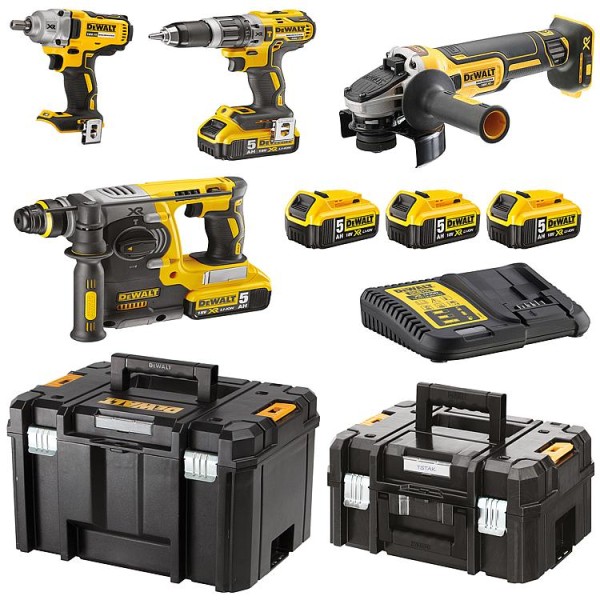 Akku-Set DeWALT 4-teilig 18V DCK428P3T-QW mit 3 x 5,0 Ah Akkus und Ladegerät