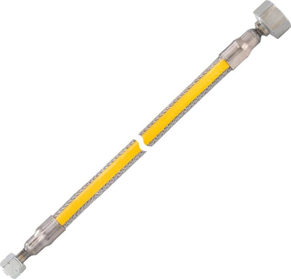 Edelstahl-Wellschlauchleitung Typ MWS, G1/4LH-ÜWM x IG Rp1/2, Länge 1000mm