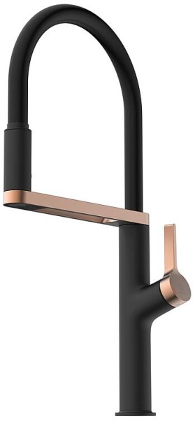 Spültischmischer Wasserwerk WK 2 Ausladung 210 mm herausnehmbare Geschirrbrause Schwarz matt/Roségol