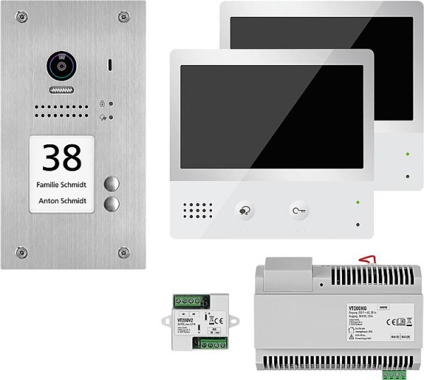 Video-Türsprechanlage VT200 UP 1xTürsprechstelle, 2xTaste 2xTouch-Komfort-Innenstation *KB*