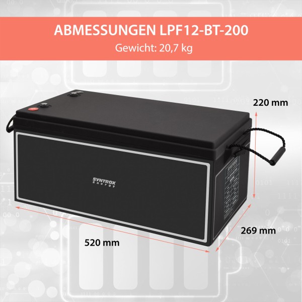 200Ah 12V Lifepo 4 Lithium Batterie | Akku mit BMS, Bluetooth