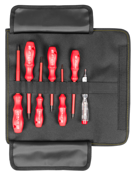 VDE-Schraubendreher-Satz in einer schwarzen Jubiläums-Rolltasche JUBI 900-S7 PROLOG