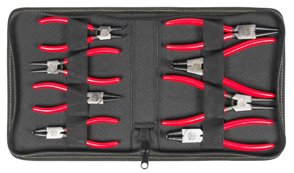 Sicherungsring-Zangensatz in einer schwarzen Jubiläums-Nylontasche mit Reißverschluss JUBI 304-S8 PR
