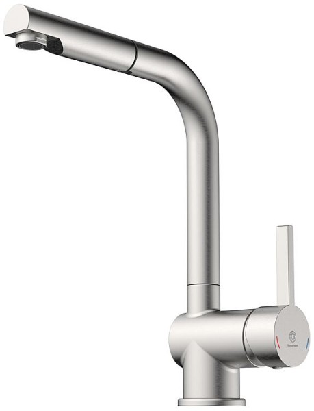Spültischmischer Wasserwerk WK 4 Ausladung 205 mm mit herausziehbarem Auslauf Edelstahloptik