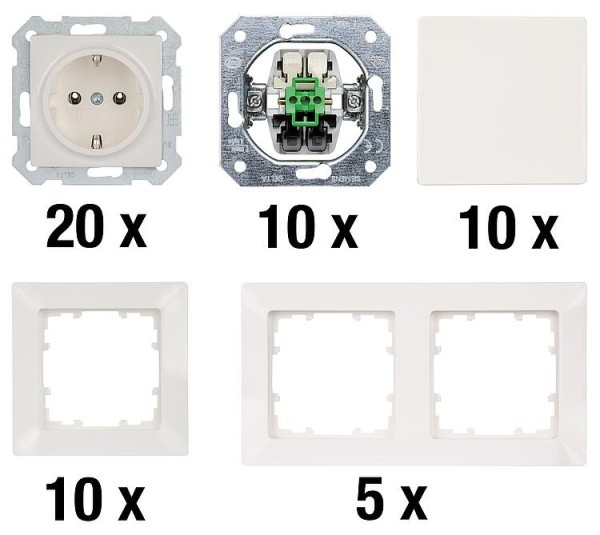 Unterputz Paket, Siemens, UP, Delta titanweiß, 55-teilig