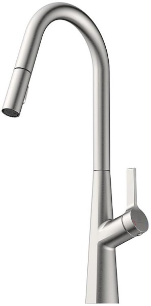 Spültischmischer Wasserwerk WK 9 Curve mit Ausladung 195 mm herausziehbare Geschirrbrause Edelstahl