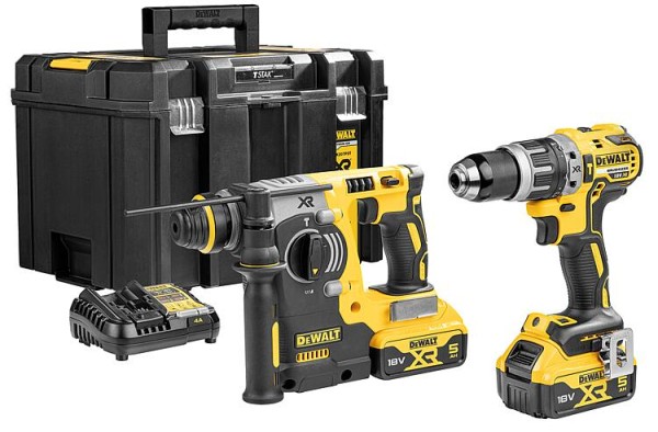Akku-Maschinen-Set DeWALT DCK207P2T-QW 18 V, 2-teilig mit 2 x 5,0 Ah Akkus und Ladegerät