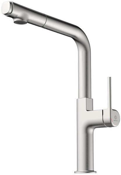 Spültischmischer Wasserwerk WK 11 Ausladung 210 mm herausziehbare Geschirrbrause Edelstahl gebürstet